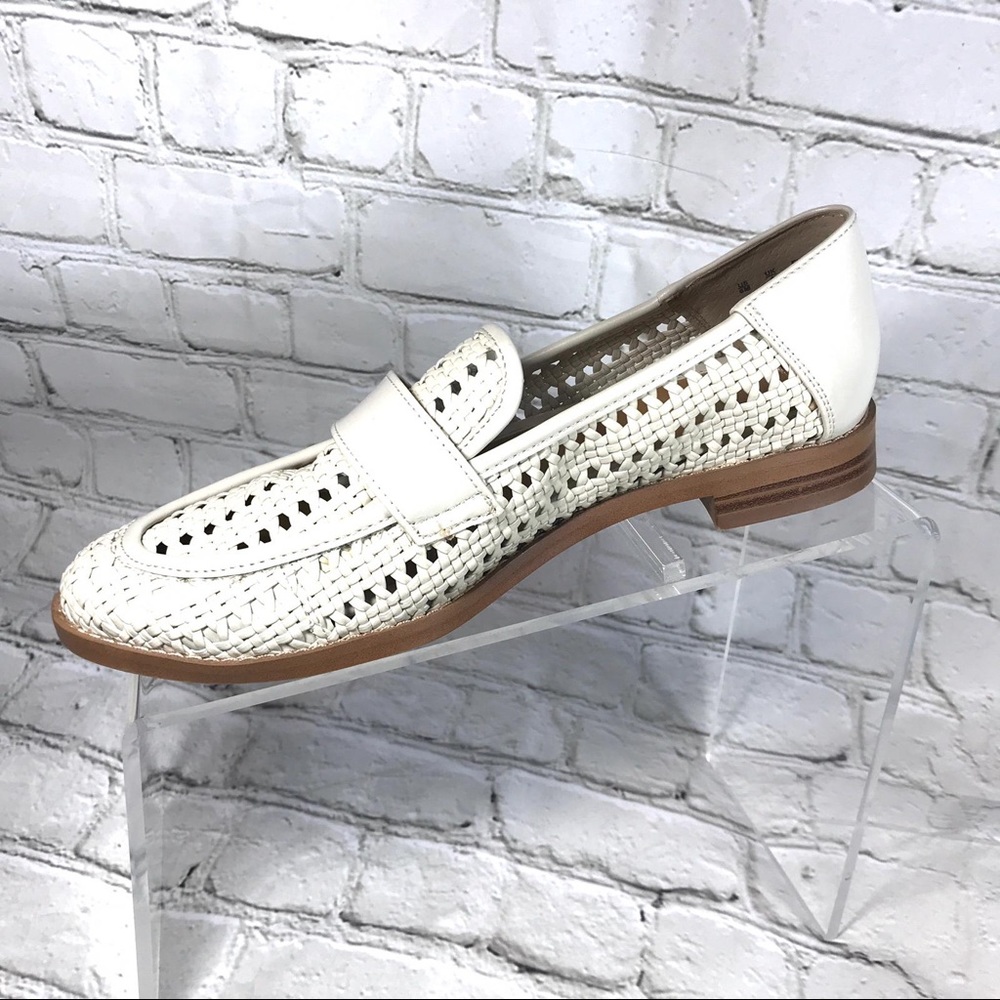 Franco Sarto Women perforated weaved White loafers